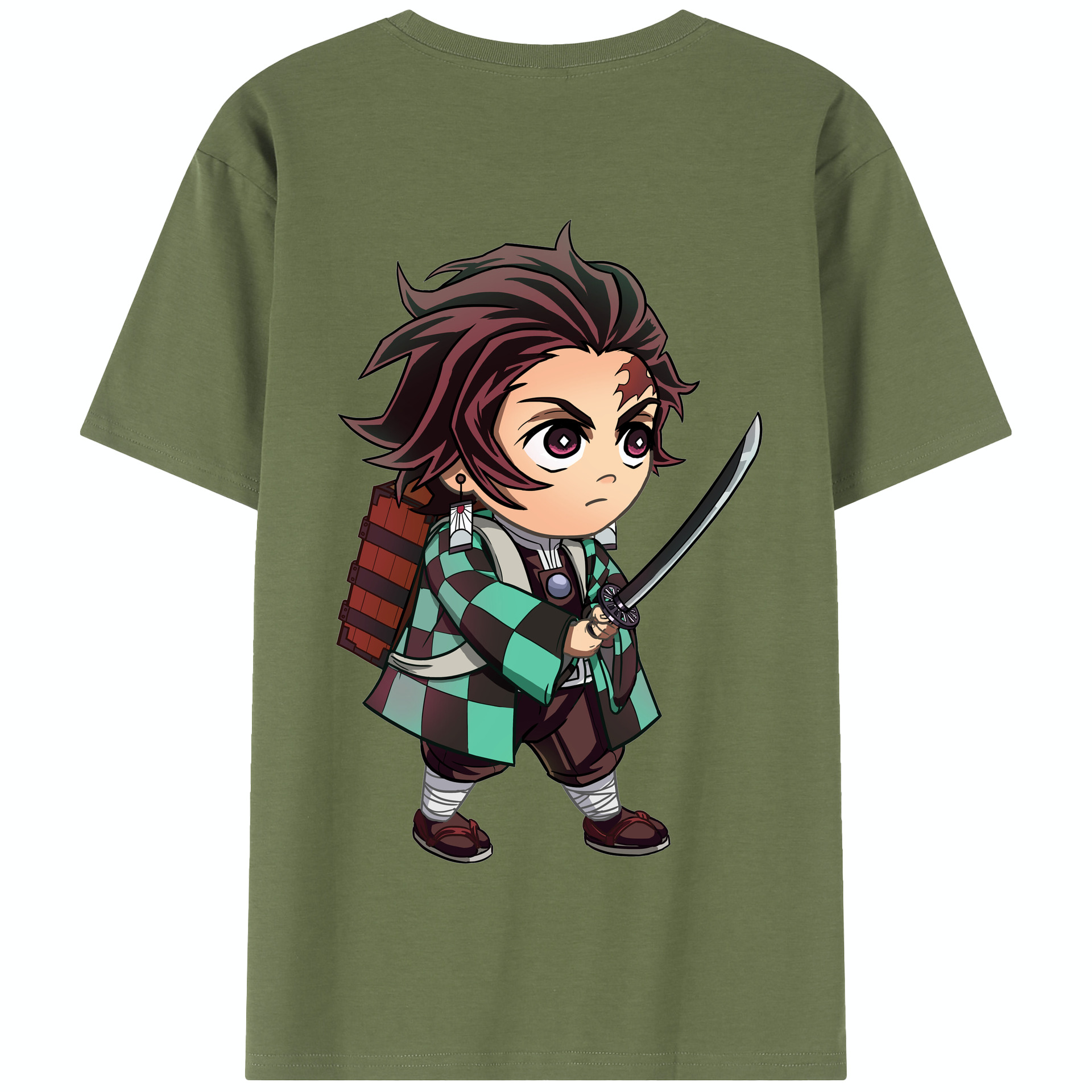 （画像用） 鬼滅の刃 竈門 炭治郎／かまど たんじろう Kamado Tanjirou 綿100％半袖Tシャツ（背面プリント）